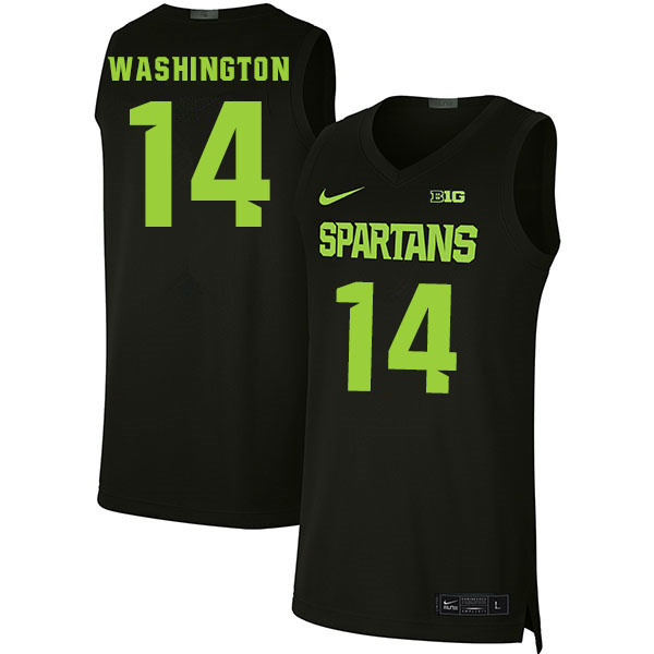 2020 Men #14 Brock Washington Michigan State Spartans College Basketball Jerseys Sale-Black